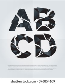 Typographic broken alphabet in a set with vibrant colors and minimal design
