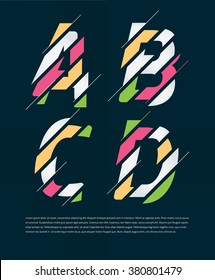 Typographic broken alphabet in a set with vibrant colors and minimal design