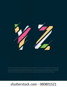 Typographic broken alphabet in a set with vibrant colors and minimal design