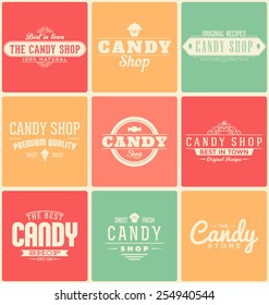 Typographic Candy Shop Themed Label Design Set