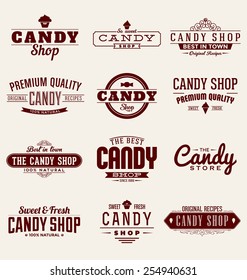 Typographic Candy Shop Themed Label Design Set