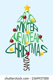 Typographic in Christmas Tree Shape for 2020 New Year Concept