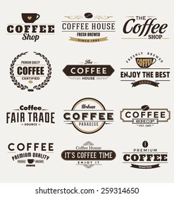 Typographic Coffee Themed Label Design Set