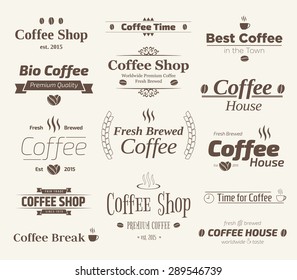 Typographic Coffee Themed Label Design Set - collection of vintage and contemporary style designs