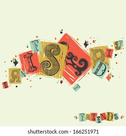 Typographic composition of decorative fonts. Baroque style