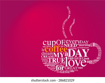 Typographic Cup Of Coffee On Purple Background