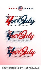 Typographic design of 4th of July collection.