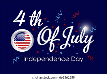 Typographic design of 4Th of July, independence day Holiday in United States of America. 