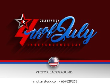 Typographic design of 4th of July, united Stated independence day Celebration. Usable as greeting card, banner, background and poster. Vector eps.10