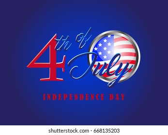 Typographic design of 4th of July, United Stated independence day Celebration. Usable as greeting card, banner, background and poster. Vector eps 10