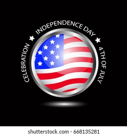 Typographic design of 4th of July, United Stated independence day Celebration. Usable as greeting card, banner, background and poster. Vector eps 10