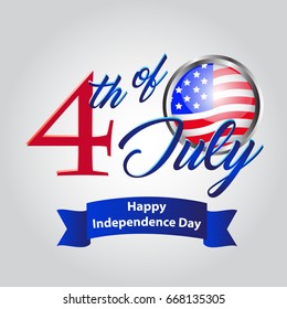 Typographic design of 4th of July, United Stated independence day Celebration. Usable as greeting card, banner, background and poster. Vector eps 10