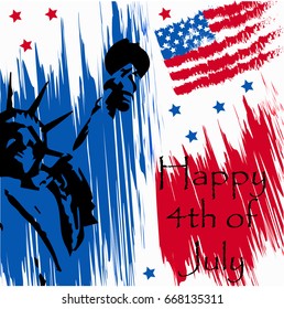 Typographic design of 4th of July, United Stated independence day Celebration. Usable as greeting card, banner, background and poster. Vector eps 10