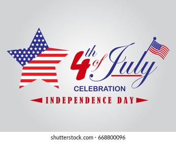 Typographic design of 4th of July, United Stated independence day Celebration. Usable as greeting card, banner, background and poster. Vector eps 10