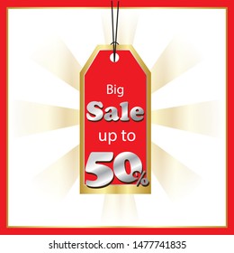 Typographic design of big sale on red tag for banner, poster, backdrop, all printing materials or website - Vector.