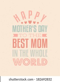 Typographic design greeting card for Mother's day in pastel colors.