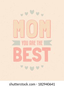 Typographic design greeting card for Mother's day in pastel colors.