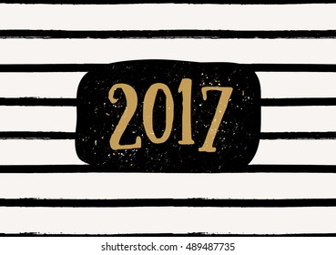 Typographic design greeting card template with hand drawn stripes background in black on cream background.