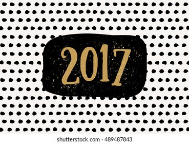 Typographic design greeting card template with hand drawn dots background in black on cream background.