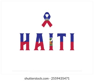 Typographic Design of HAITI with flag Typography on a white background, Editable vector design of HAITI typography with ribbon flag, Independence Day Design, HAITI day design, Ribbon Flag of HAITI