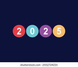 Typographic design of Happy New Year 2025 on a dark background, Vector design of Happy New Year, Typographic design of Happy new year