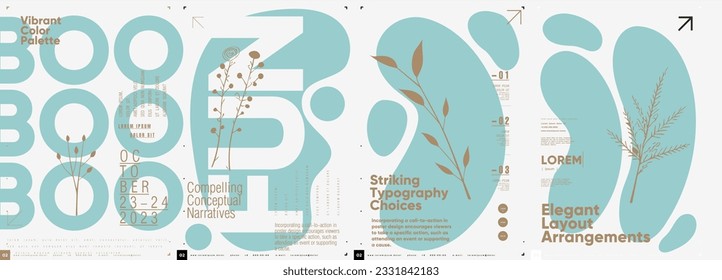 Typographic design and minimalistic background elements. A set of vector elements for designing posters, labels, banners.  Brochure template layout. Modern vector graphics.