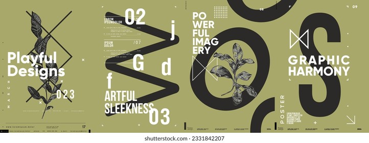 Typographic design and minimalistic background elements. A set of vector elements for designing posters, labels, banners.  Brochure template layout. Modern vector graphics.