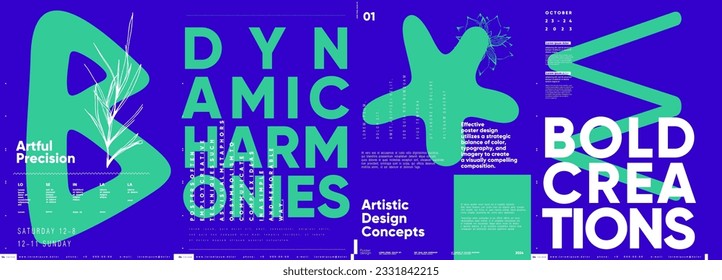 Typographic design and minimalistic background elements. A set of vector elements for designing posters, labels, banners.  Brochure template layout. Modern vector graphics.