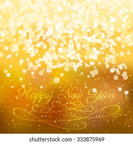 Typographic design on a blurred abstract background with golden lights. EPS10 file. Gradient mesh and transparency effects used.