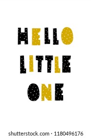 Typographic design poster template in black and yellow on white background. Scandinavian style nursery wall art, A4 size, printable kids room decor.