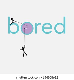 Typographic design, short and long hands of clock are hold back. Time pass slowly concept. Vector illustration.