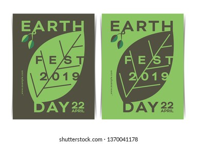 Typographic design template Earth Day. Happy Earth Day Fest. Vector illustration. 