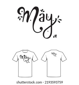typographic design. white t-shirt design that says May. black typography design