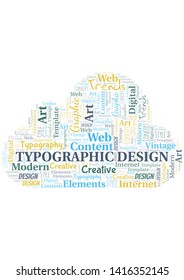 Typographic Design word cloud. Wordcloud made with text only.