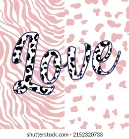 typographic design of the word Love with animal print