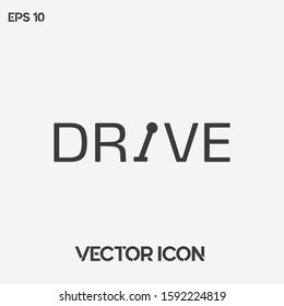 Typographic "Drive" vector icon illustration. Premium quality.