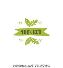 Elemento tipográfico en estilo dibujado a mano. Texto 100% eco.