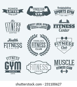 Typographic Fitness and Gym Themed Label Design Set