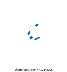 typographic font letter c vector with outline lines