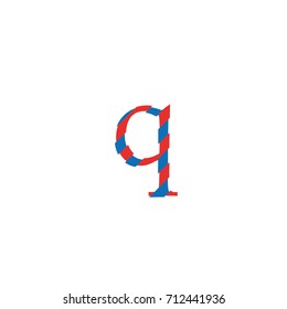 typographic font letter q vector with outline lines