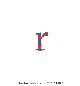 typographic font letter r vector with outline lines
