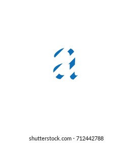 typographic font letter a vector with outline lines