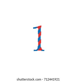 typographic font number 1 vector with outline lines