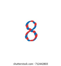 typographic font number 8 vector with outline lines