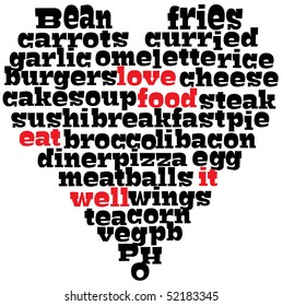 A typographic food heart