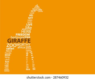 Typographic Giraffe On Simple Orange Background