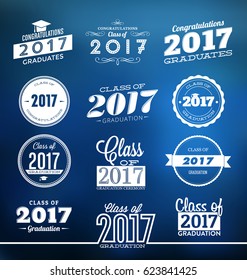 Designs für die typografische Graduierung - Klasse 2017 - Etikettenvorlagen für die Graduierung - Sammlung von Design-Elementen für die Graduierung