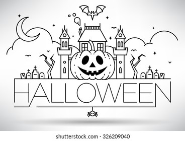 Typographic Halloween Linear Vector Illustration