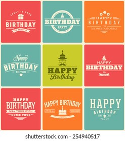 Typographic Happy Birthday Themed Label Design Set