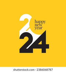 Typographic Happy New Year 2024 design combining numbers